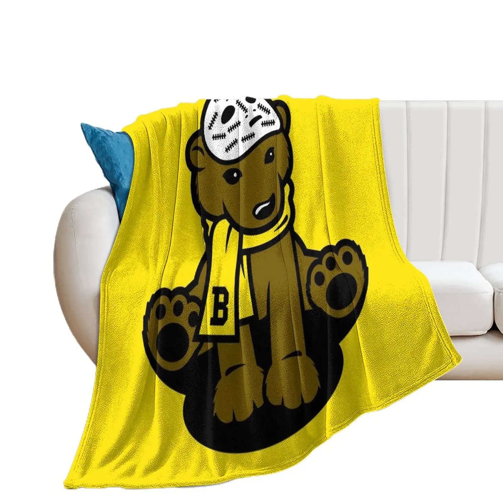 Lil' Bruin Goalie Bear Hockey Cartoon Throw Blanket warm for winter Moving Blankets