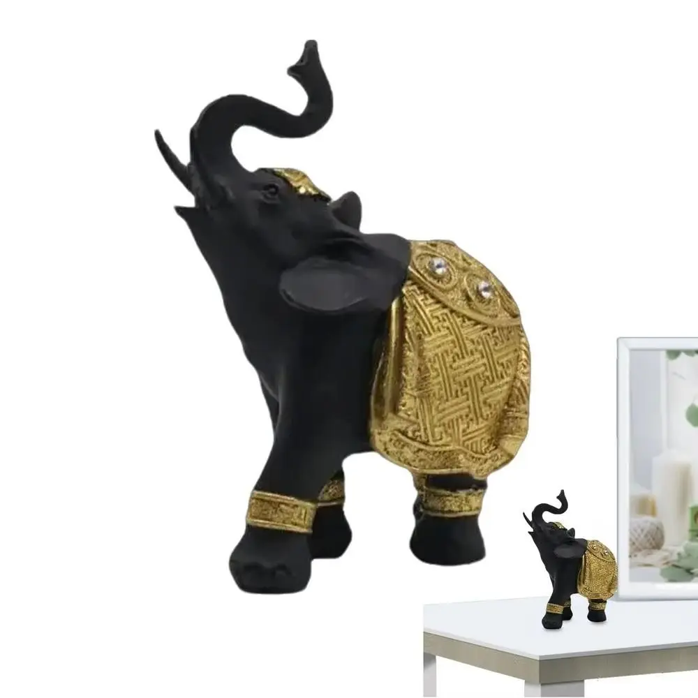 

Durable Resin Elephant Statue Lucky Animals European Style Elephant Ornament Elephant Figurines for Home Decor