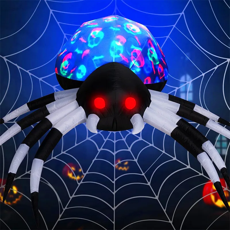 Giant Spider Halloween Inflatable Decoration Toy LED Lights Thriller 6FT Halloween Festival Decoration Outdoor Garden Props