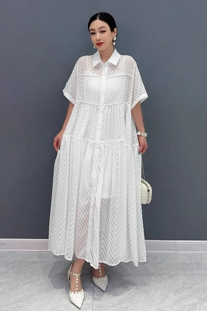 Summer New Elegant Loose Long Dresses For Women White Club Party Dress Female Wholesale