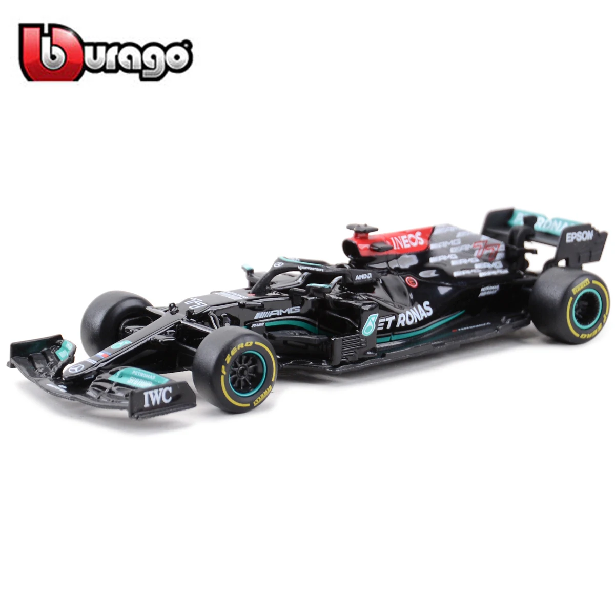 

Bburago 1:43 2021 M-B AMG W12 E Performance #77 Valtteri Bottas Static Simulation Diecast Alloy Model F1 Racing Formula Car