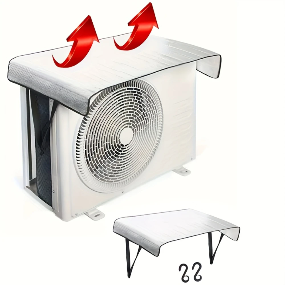 Housse de protection pour climatiseur extérieur domestique 95x46cm, en métal d'étain lourd avec fonction anti-pluie, résistante au soleil et à la poussière