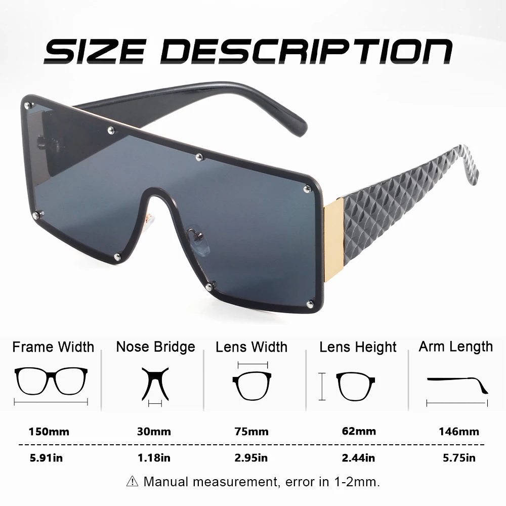 CRIXALIS 7 PCS Square Rimless Sunglasses Women Oversized Luxury Designer Sun Glasses Female Fashion Gradient Shades Lady UV400
