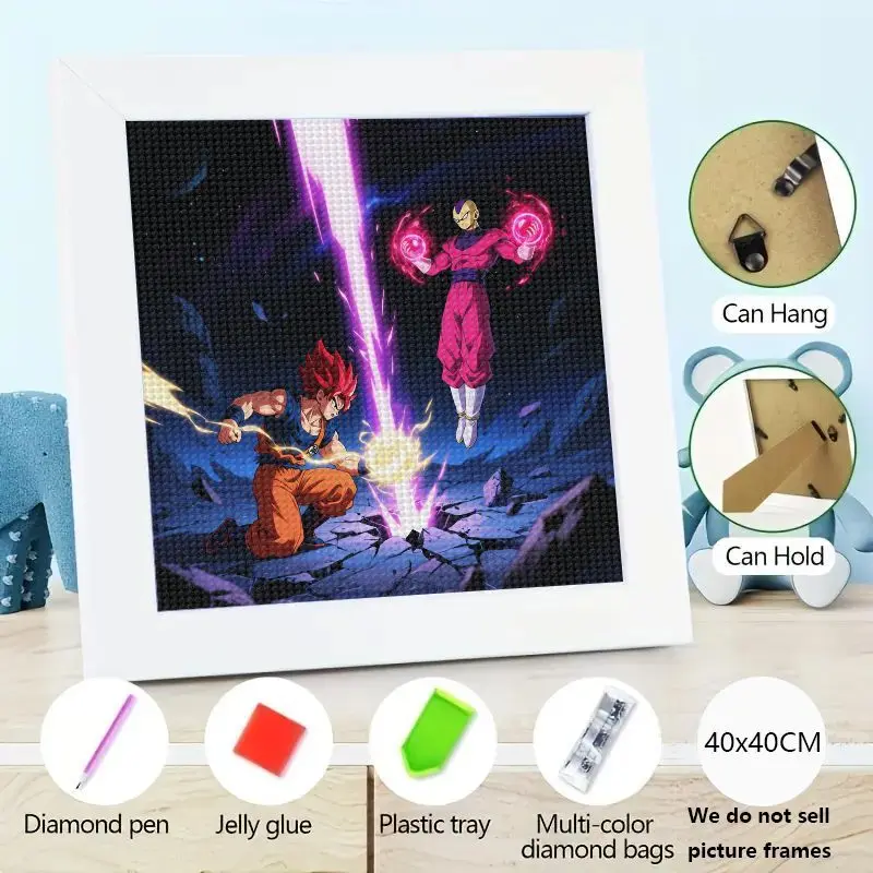 

1 шт. DIY 5D Full Drill Diamond Painting Kit, Dragon Ball Z Goku Super Saiyan God & Powerful Аниме Персонаж Искусство, Алмазная вышивка