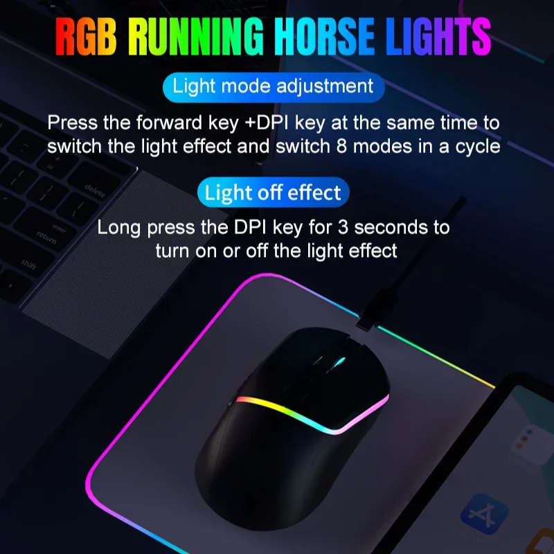 Lenovo Three Mode Bluetooth RGB Game E-sports Office Wireless Office Mouse M96 Black The Third Mock Examination Game Mouse