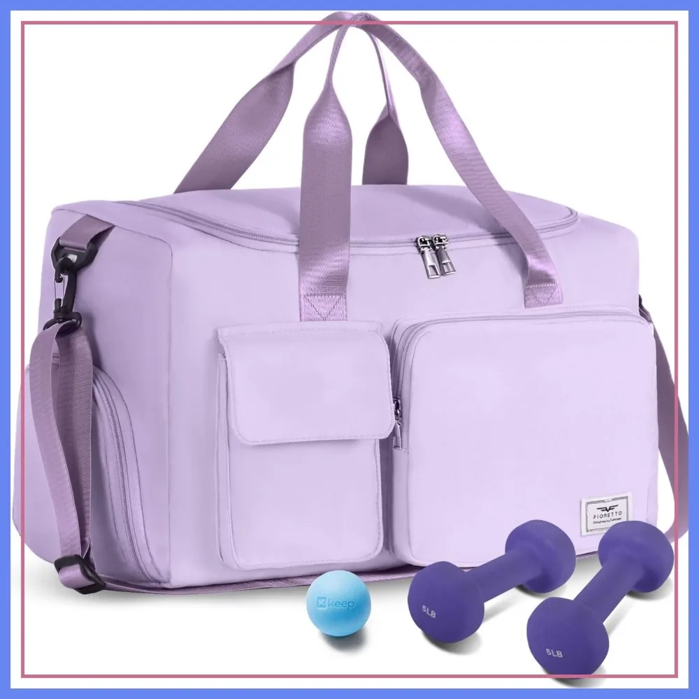 

Women's Gym Duffle Bag with Shoes Compartment, 30L Travel Sports Duffel Weekender