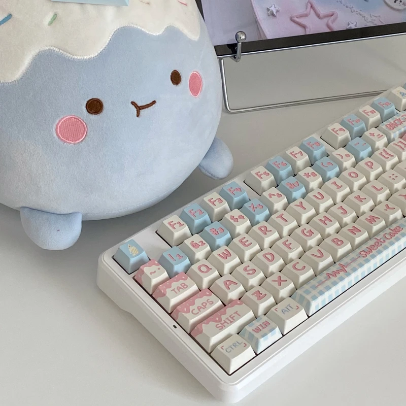 Juego de teclas con tema de pastel pintado a mano, sublimación de tinte PBT SO(MOA)/perfil Cherry, compatible con teclas 61%-108% para teclado mecánico Gigt