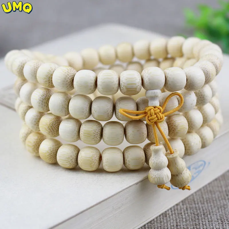 Golden Silk Hand String Buddha Beads 108 Beads Bracelet Solid Bamboo Jade Bamboo Jewelry Men and Women Live Broadcast Fan Amulet