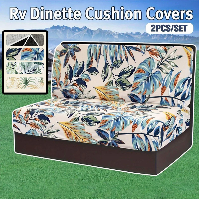 

2Pcs/Set RV Dinette Cushion Covers Four Seasons Universal Milk Silk Elastic Sofa Seat Cover Dining Chair Protective Cover