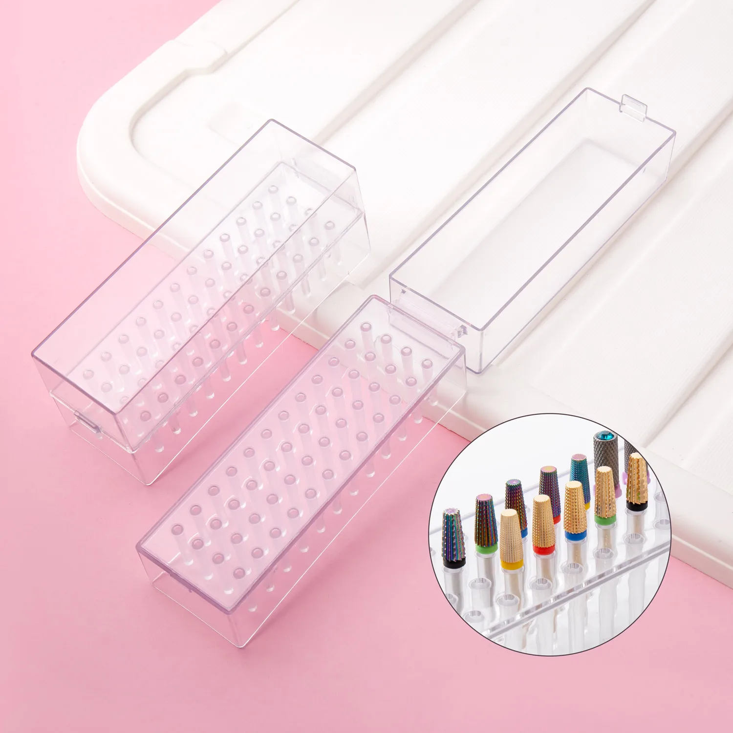 Transparent 30holes Nail Drill Bits Storage Box Manicure Milling Cutter Holder Nail Drill Display Stand Showing Shelf Nail Tools image 3