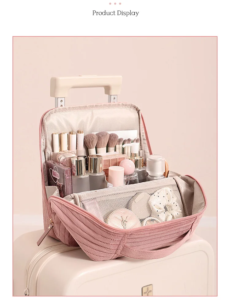 Modische Kosmetiktasche aus Samt, Tragbare Multifunktionale Kosmetiktasche, Wasserdichter Reise-Organizer, Make-up-Etui – Detail 5