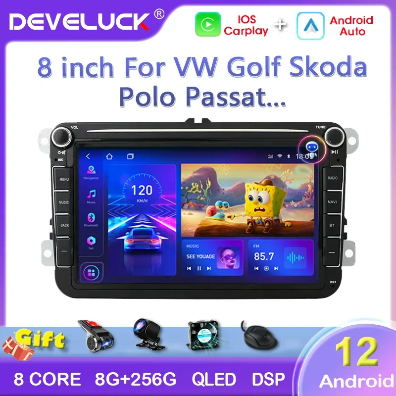 2 Din 4G Android 12 Car Stereo Radio for Volkswagen VW Passat B6 B7 CC Tiguan Touran GOLF POLO GPS Carplay Auto Head unit IPS