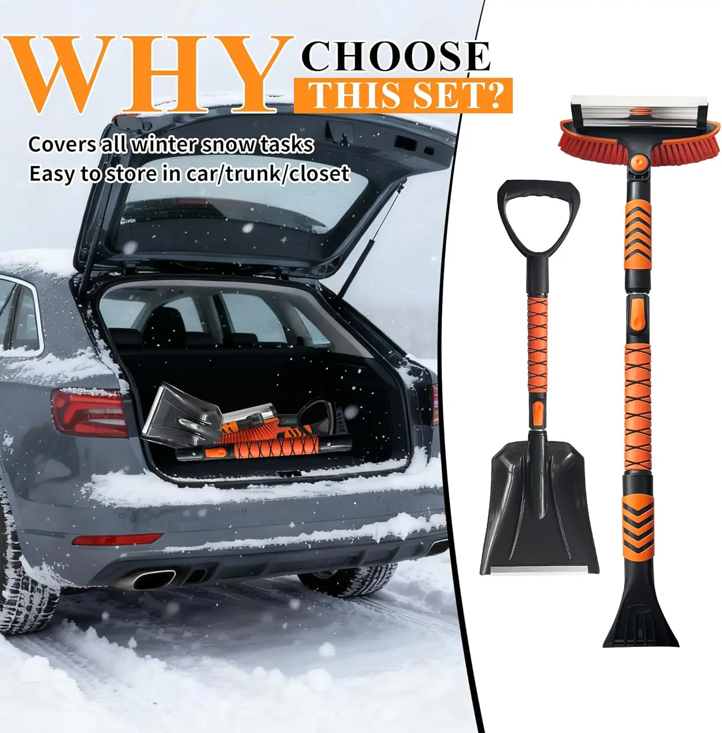 

Car Ice Scraper Tool Car Extendable Snow Brush Adjustable Handle Universal for SUV Truck Windshield Winter Emergency Tool