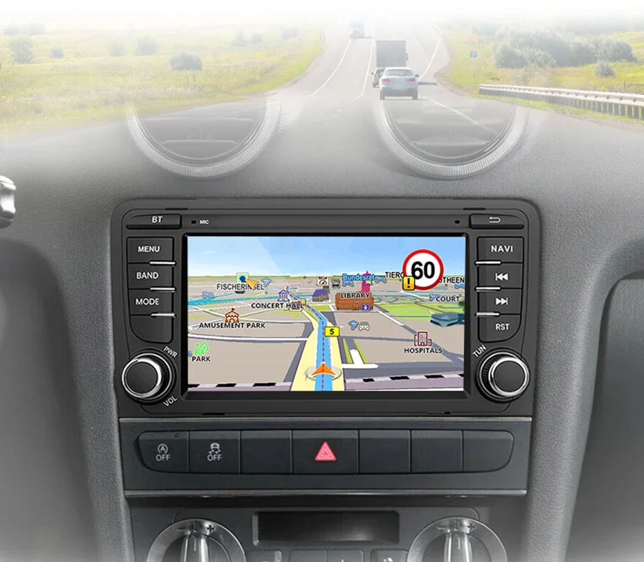 Android 13 Carplay autoradio met Navi voor Audi A3 8P/8P1 S3 RS3 Sportback, 7 inch touchscreen autoradio met GPS Android Auto FM/RDS HiFi Bluetooth SWC 2 x USB AHD achteruitrijcamera