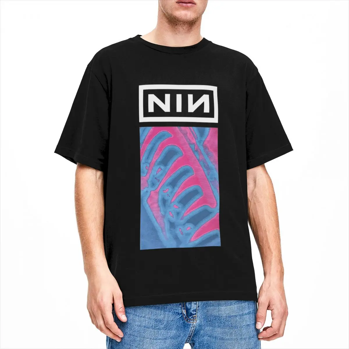 Rock Band Nine Inch Nails NIN T Shirt Merch Men Women's Cotton Funny Pretty Hate Machine T-shirt Short Sleeve Clothes Gift Idea