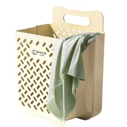 Wall-Mounted Plastic Laundry Basket Folding Dirty Clothes Toy Storage Basket Box Collapsible Household Bathroom Sundries