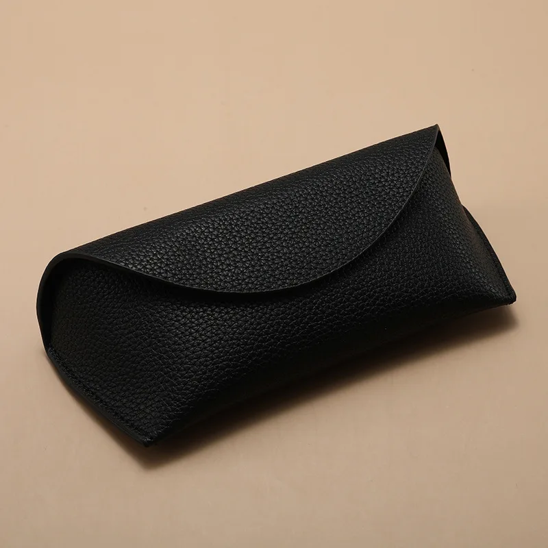Fashion leather bag-style black eyeglass storage box with ample space - women's flip-top eyeglass case