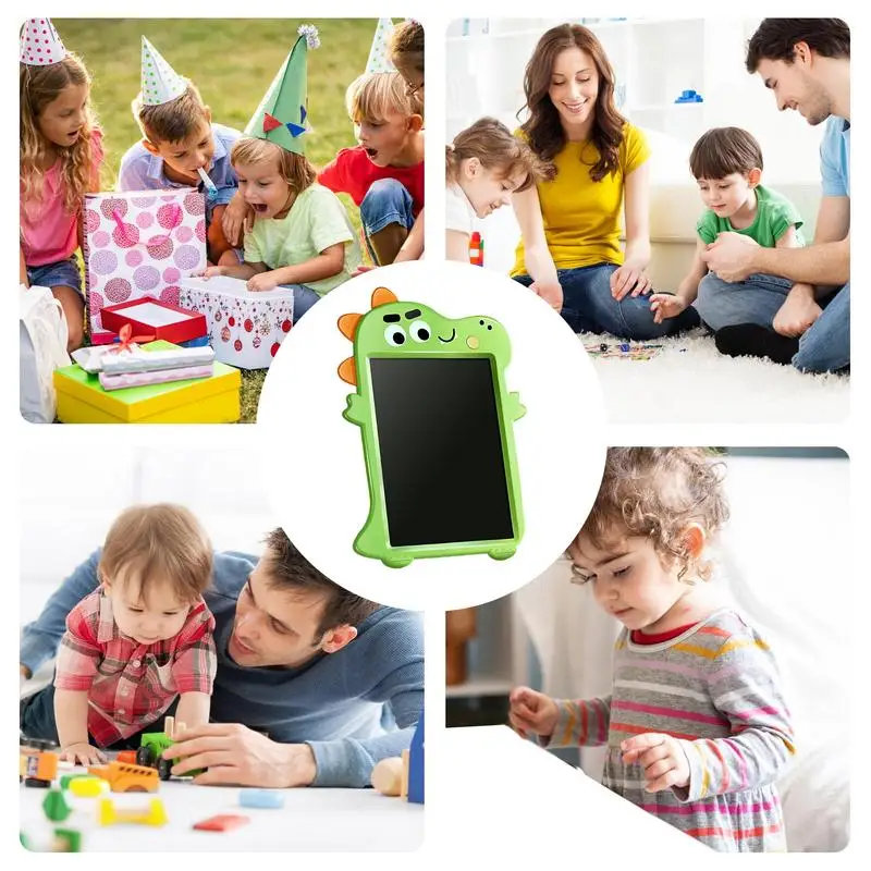 Dinosaurus tekenblok, draagbaar uitwisbaar krabbelbord, 10 inch grappig LCD-memobord, multifunctioneel tekenoefenblok voor thuis