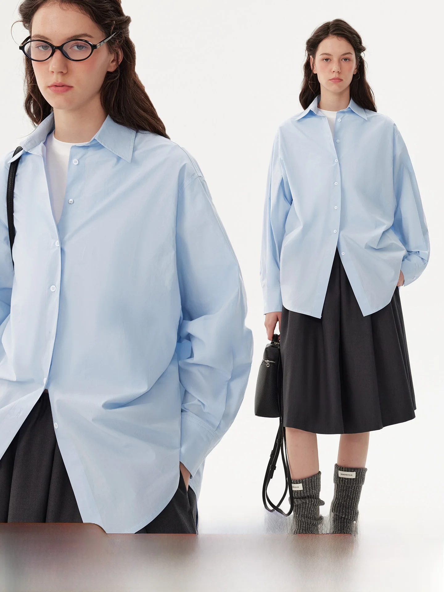 

Синяя длинная рубашка из бархатистого хлопка свободного кроя, легкая, с эффектом дышания, устойчивая к сминанию, не требует глажки.