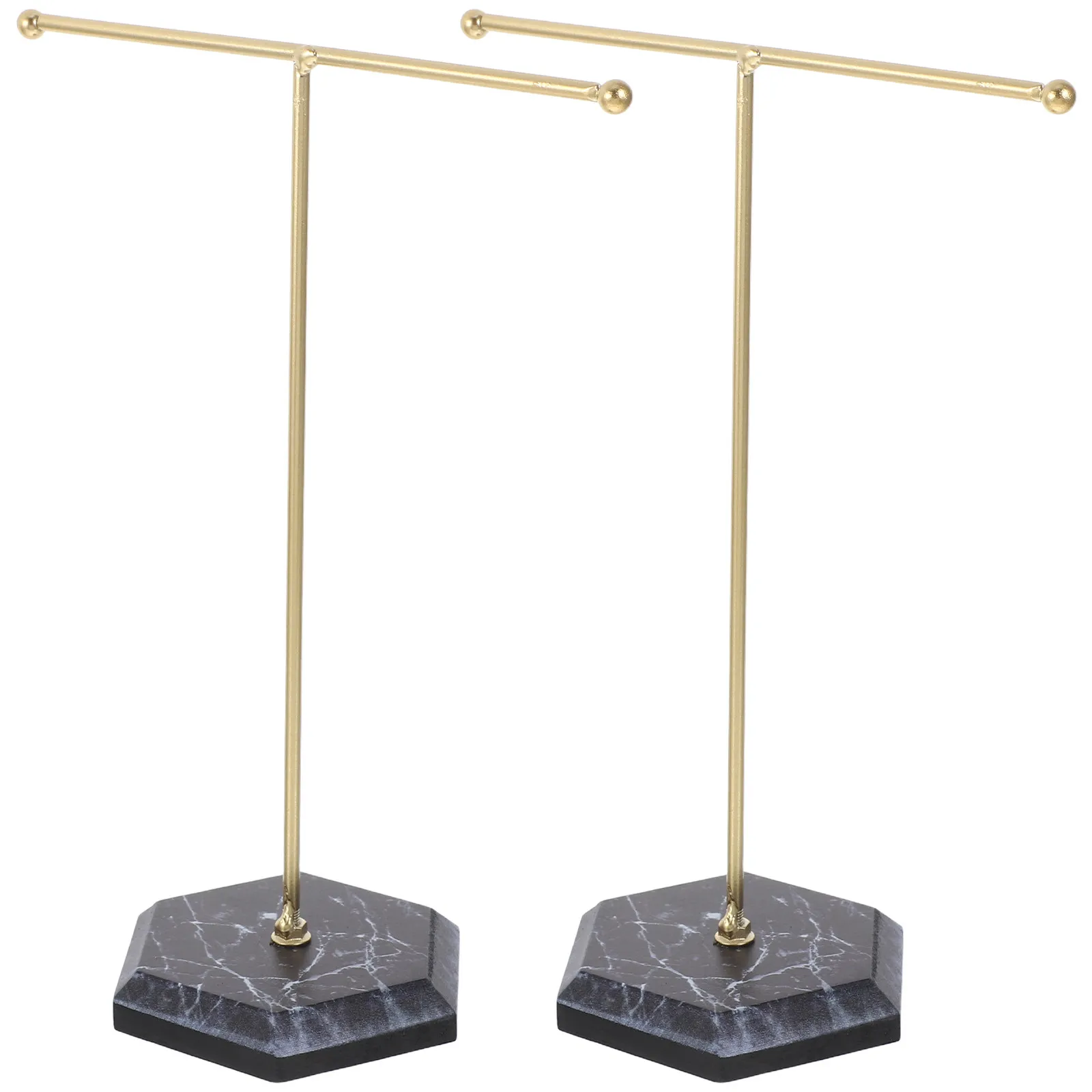 

Набор из 2-х подставок для украшений: Т-образный держатель для браслетов и ожерелий с мраморным основанием, настольный органайзер для демонстрации украшений для дома