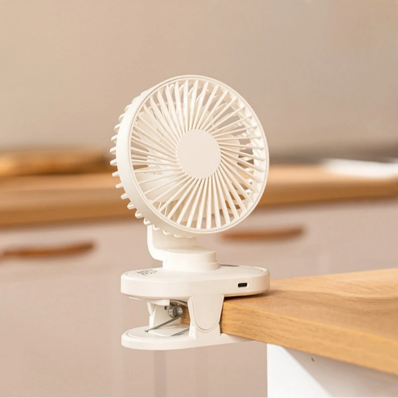 Portable USB Table Fan Clip-on Type 1800mAh Battery Rechargeable Mini Desktop Fan 5 Speeds Adjustable Small Cooling Ventilador