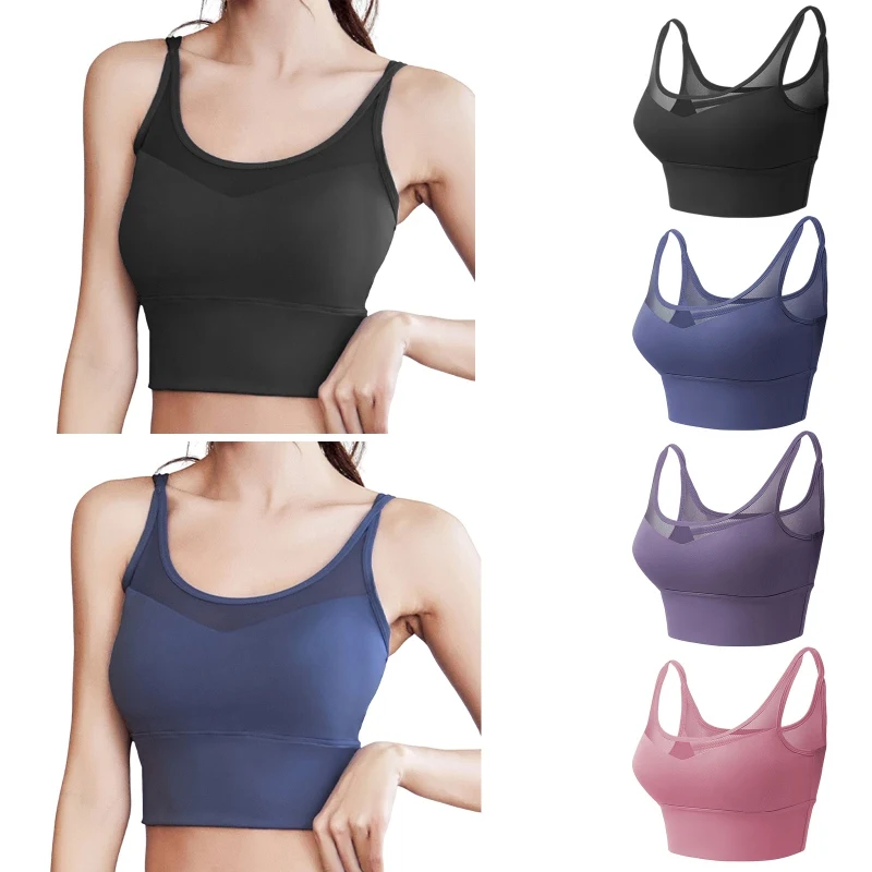 New Women's Sports Bra Gathered Without Yoga Steel Ring Running Fitness Vest Top Underwear