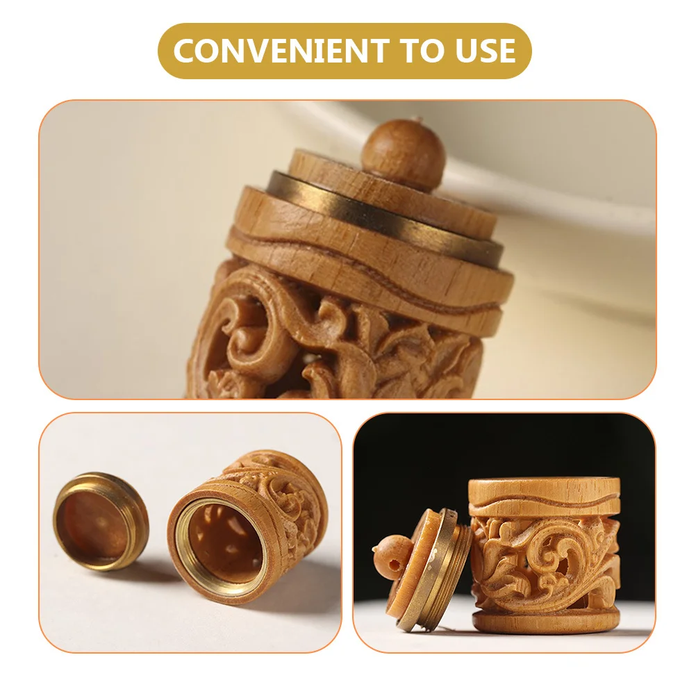 

2Pcs Carving Wooden Fragrance Beads Sachet Bottle Aromatic Accessory Desktop Decor Gift Carving Wood Charm Bottle