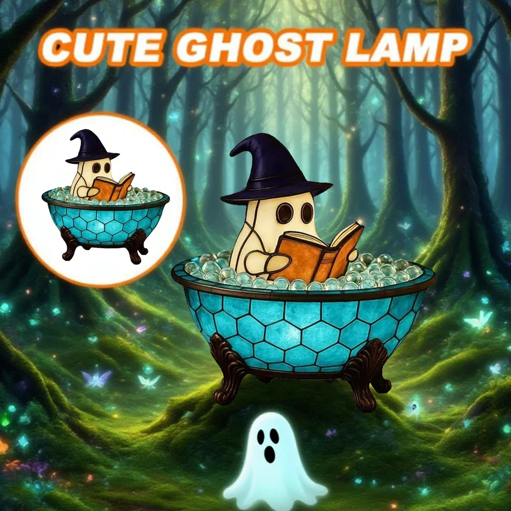 1/2X LED Halloween Ghost Bubble Bath Lamp Kleurveranderende Sfeerlicht Halloween Ghost Nachtlampje Leuke Lamp Halloween Decoraties