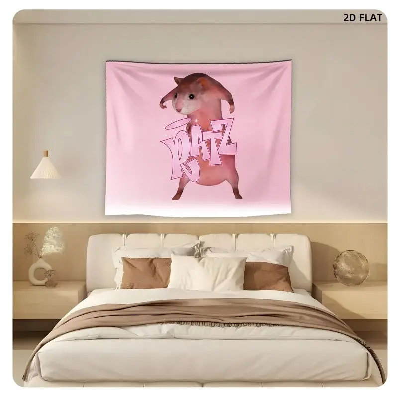VIKAMA Standing Hamster Internet Celebrity Meme Picture Tapestry Cute Atmosphere Wall Hanging Bedroom Dormitory Home Decoration
