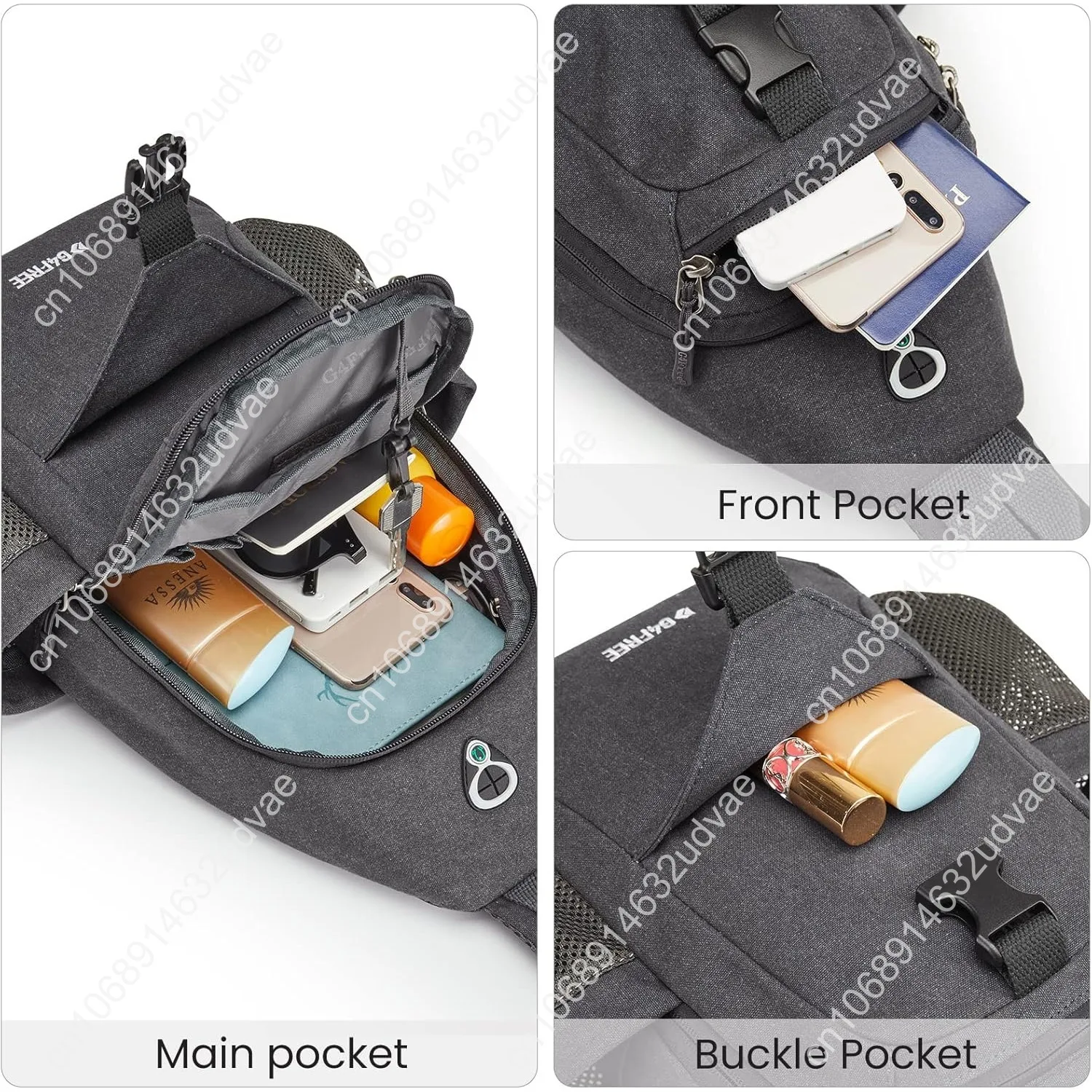 G4Free Canvas Sling Bag Crossbody Backpack with USB Charging Port & RFID Blocking, Hiking Daypack Chest Bag for Women Men