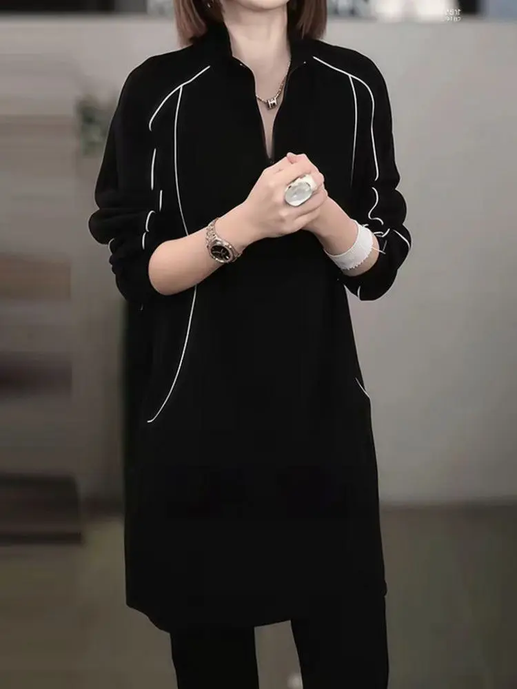 

Faionable plus Size Sweatirt Women's Autumn Winter New Loose Slimming Versatile Mid-Length Casual Top Trendy Streetwear