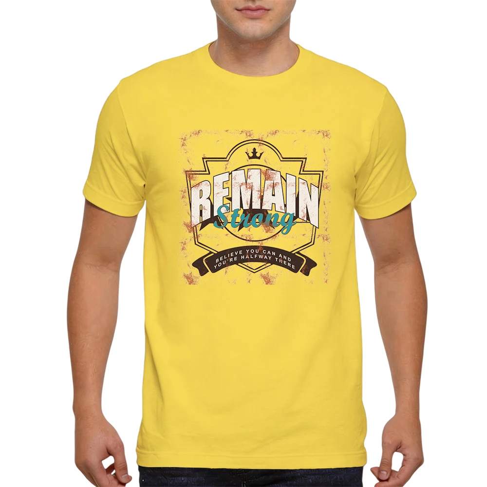 Mens 100% Cotton T Shirt Remain Vintage Badge Crown Halftone Distressed Print Breathable Short Sleeve Daily Wear