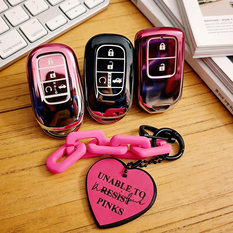 Funda Protectora para Llave de Coche de 2 y 3 Botones, Color Rosa Sakura, para Honda Vezel, City, Jazz, BRV, BR-V, HRV, Civic, Accord 2022 2023, Accesorios
