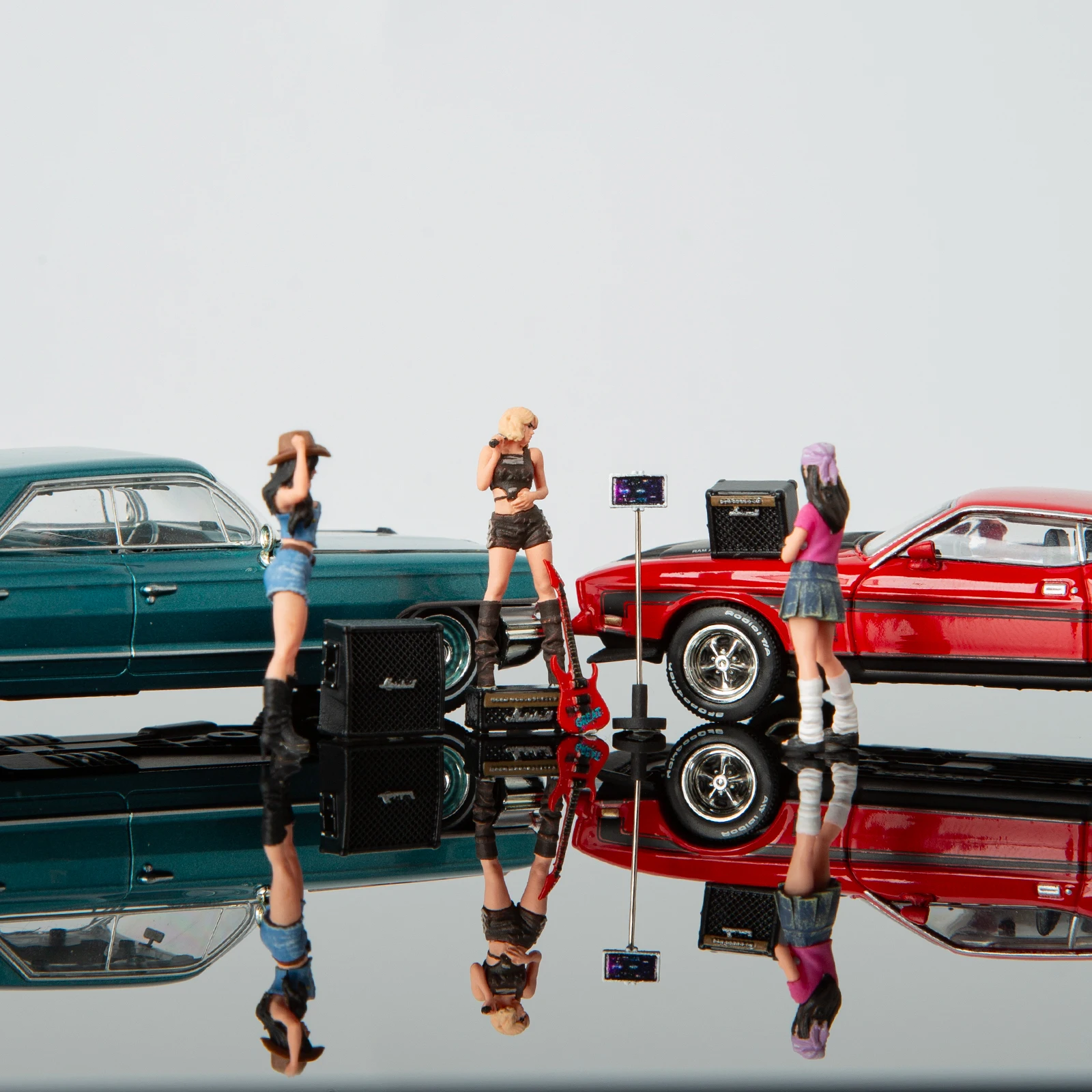 Figuras de Mujer a Escala 1/64, Miniaturas de Resina, Accesorios de Diorama de Banda Musical para Exhibición de Modelos de Coches a Escala, Pintadas a Mano, Modelo AFA