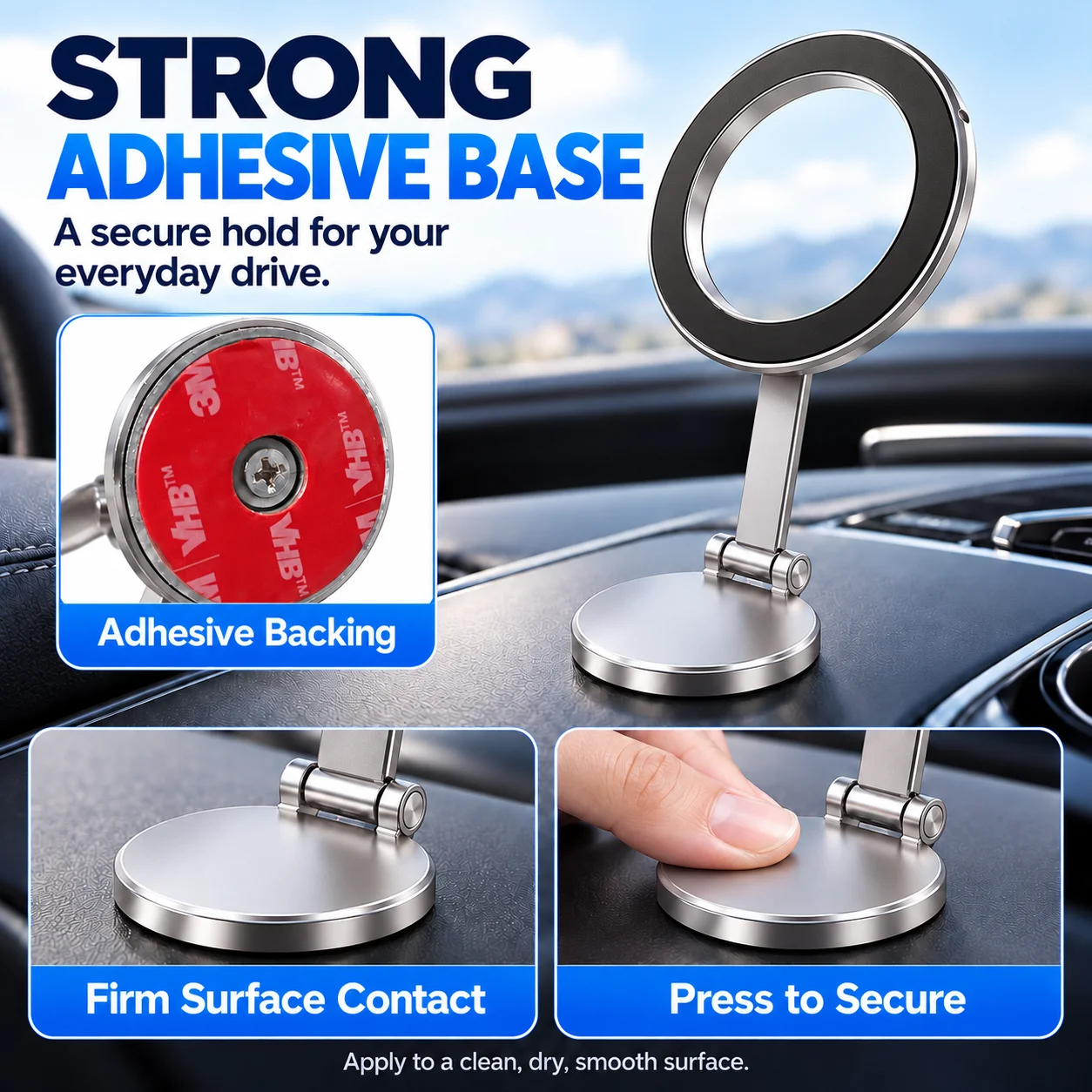 Verlängerungsstange, Autohalterung, Zubehör, universell, faltbar, magnetisch, Autotelefonhalter, Teile für 17 mm Kugelkopf, Basis, Magnethalter – Detail 8