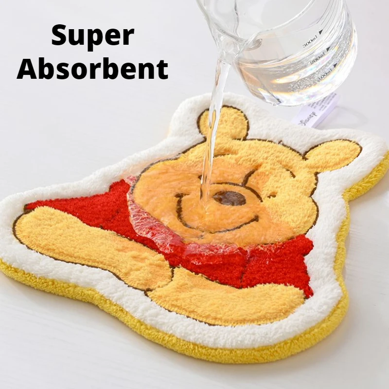 Disney Winnie Pooh Cute Absorbent Hanging Type Embroidered Towelette Home Decor Kids Coral Velvet Hand Towel Bathroom Supplies