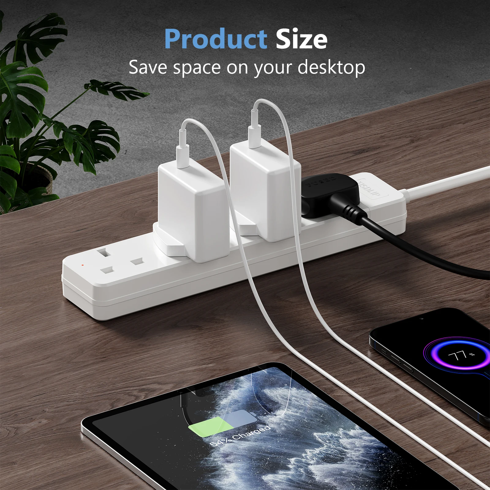 UK 2/4 Outlet Power Strip (1.8M Cord) – 13A/3250W Extension Lead with Integrated Copper Strip & Secure Wiring Protection