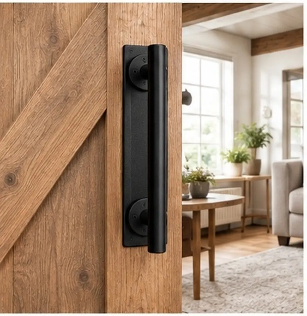 1Set Sturdy Rust Resistant Barn Door Handle Sliding Door Pull Modern Metal Furniture Handle for Wood Glass Aluminum Interior