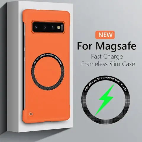 삼성 갤럭시 S10 플러스 프레임리스 마그네틱 Magsafe 슬림 케이스 삼성 S10 플러스 무선 충전 하드 뒷면 커버