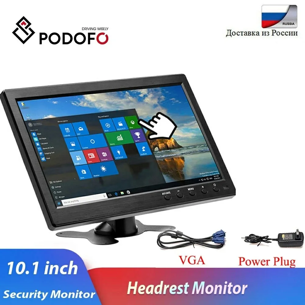 Podofo 10.1 인치 자동차 모니터, HDMI VGA 후면 카메라 모니터, TV 및 컴퓨터 디스플레이 LCD 컬러 스크린 및 홈 보안 시스템용