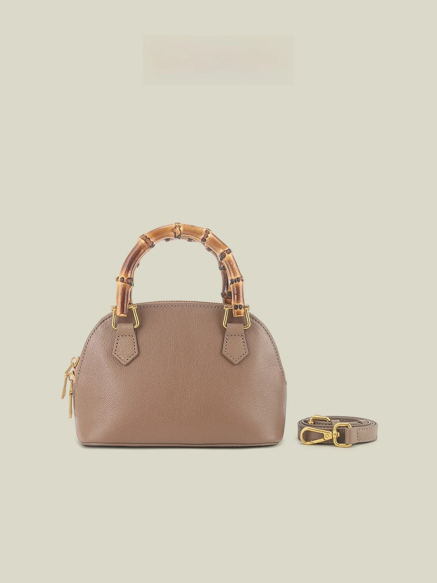 

Retro Bamboo Handle Handbag Goat Skin Handbag Crossbody Single Shoulder Bag Casual Simple Style Soft Leather Bag