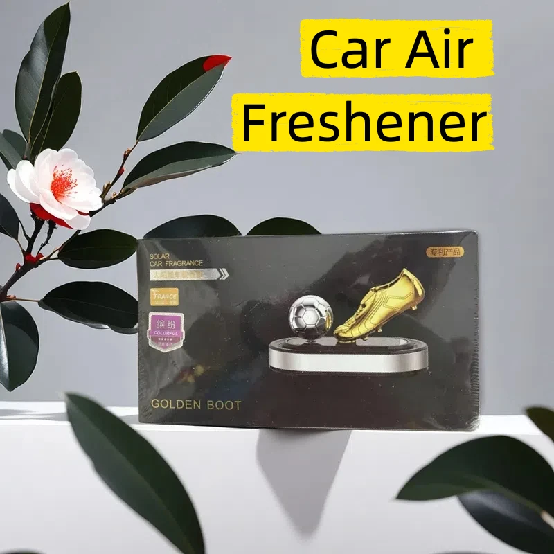 

Golden Boot Shaped Solar Powered Car Aromatherapy Rotating Football Interior Decoration Long-Lasting Car Air Freshener