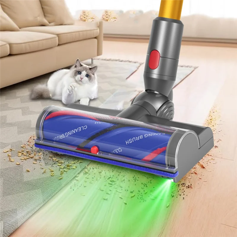 

A07R Upgrade Anti-Tangle Cleaner Head For Dyson V7 V8 V10 V11 V15 Vacuum Attachments With Green LED Dust Light For Carpets