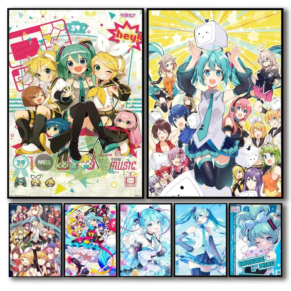 Anime H-Hatsunes M-MikU Posters No Framed Poster Kraft Club Bar Paper Vintage Poster Wall Art Painting Bedroom Study Stickers