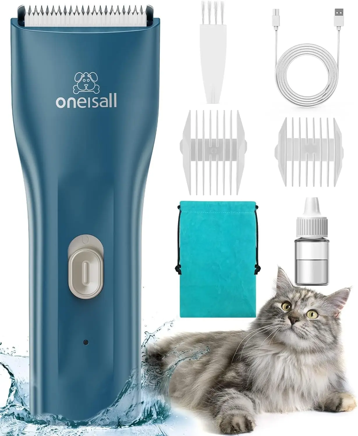 

Quiet Waterproof Cordless Pet Clipper for Cats Matted Hair, USB Rechargeable with Storage Bag