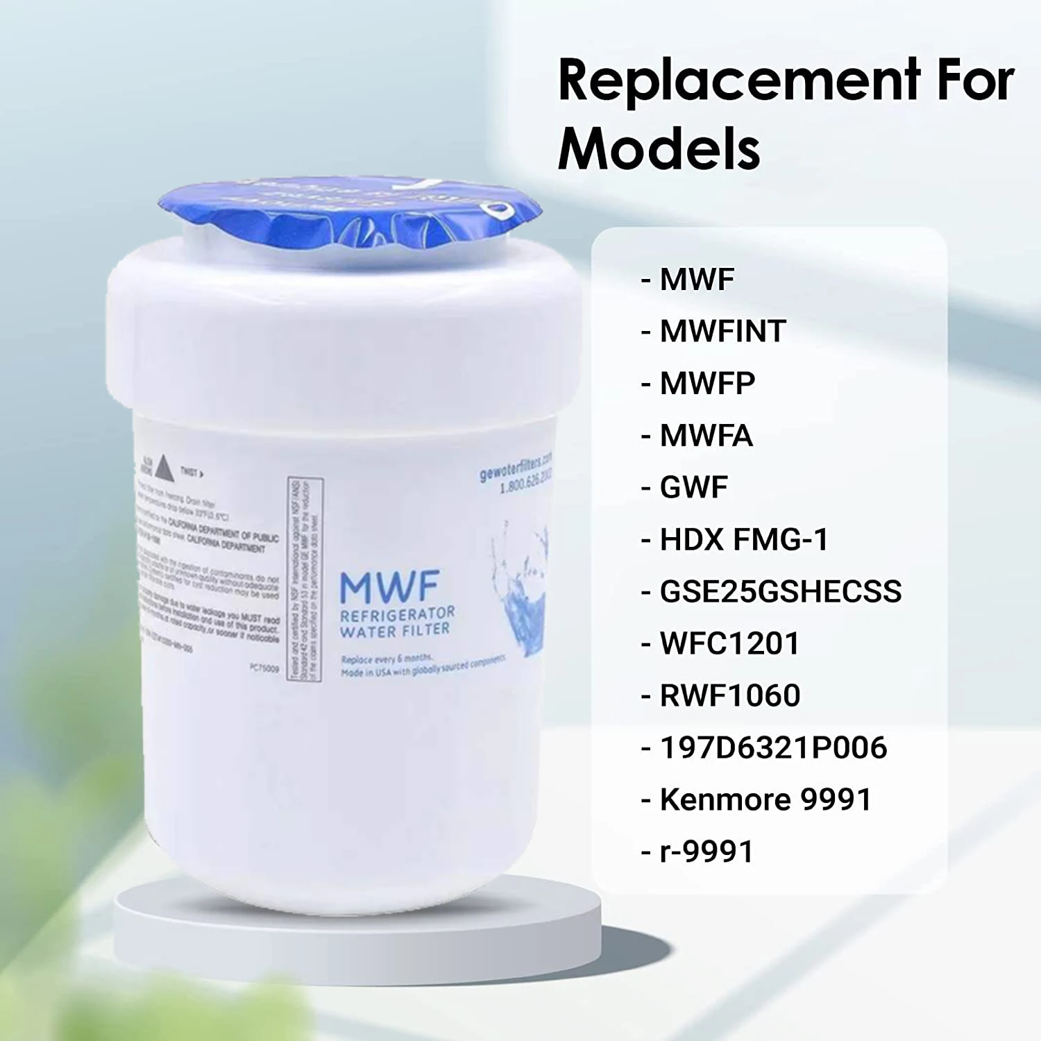 NEW MWF Refrigerator Water Filter Compatible with MWFP MWFA GWF HDX FMG-1 WFC1201 GSE25GSHECSS PC75009