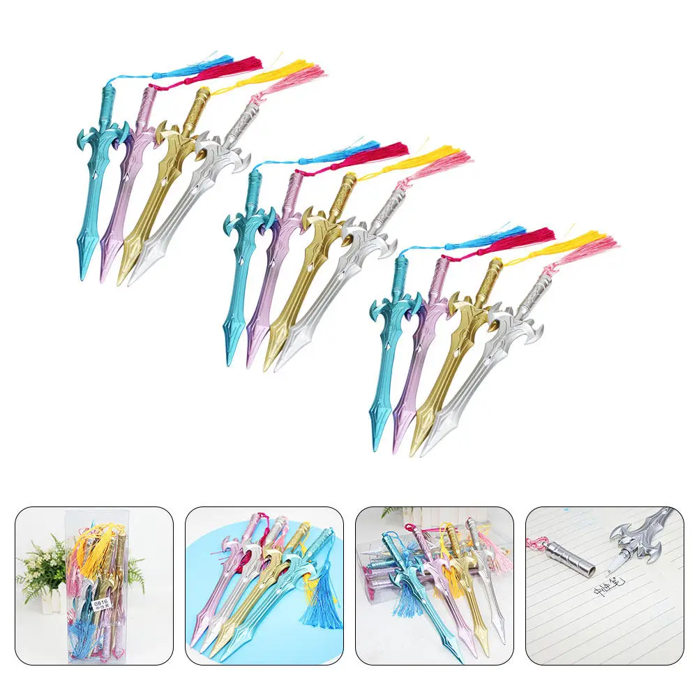 

12Pcs Gel Ink Pens Tassel Pendant Novelty Sword Pen Cool Office Writing Drawing Scrapbook Kawaii Stationery Student Gel Pen