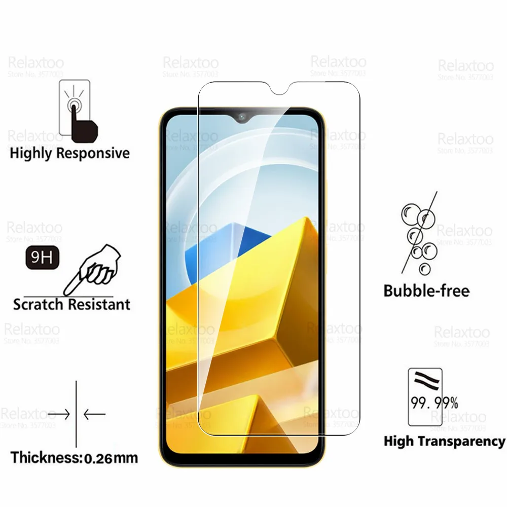 2Pcs Tempered Glass For Xiaomi Poco M5 Glass Screen Protector Poko Pocco M5S M 5 5M PocoM5 S PocoM5s Armor Cover Protective Film