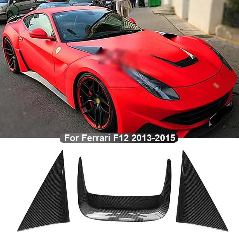 For Ferrari F12 2013-2015 Carbon Fiber Car Front Hood Scoop Vent Frame Trim Engine Bonnet Outlet Air Intake Splitter Parts