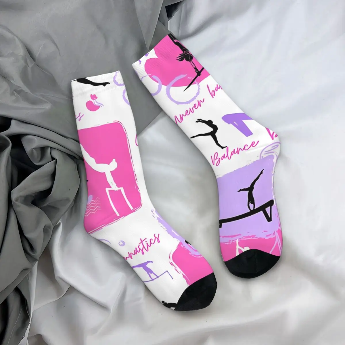 Chaussettes sans couture pour hommes, Aq-Pink and Purple Artistic, Vintage, Harajuku Street Style, Nouveauté, Crew Sock